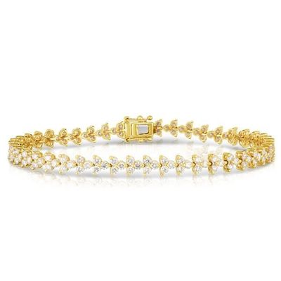 Designer 18K Gold 925 Sterling Silber Blumen Charme Frauen Tennis Armband mit ZIRCON