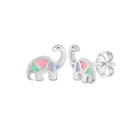 Farbenreiche Dinosaurier-Stud-Ohrringe 925 Sterling Silber für kleine Mädchen