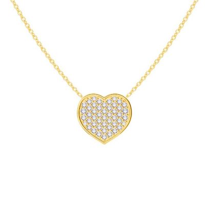 18" Kette Länge Runder Schnitt Diamant 925 Sterling Silber Herz Anhänger Halskette für Frauen