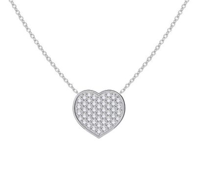 18" Kette Länge Runder Schnitt Diamant 925 Sterling Silber Herz Anhänger Halskette für Frauen