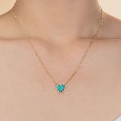 925 Sterling Silberkette Schmuck Diamant und Türkis Herz Twist Halskette Keine Perlenkette