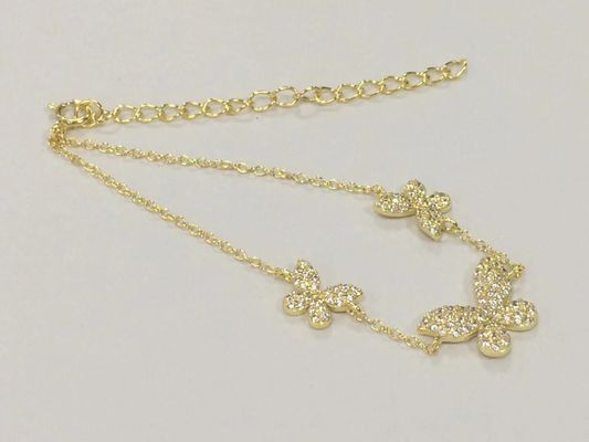 14K Gold Triple Butterfly Kette Armband Klar CZ Silber Kette Armband 925