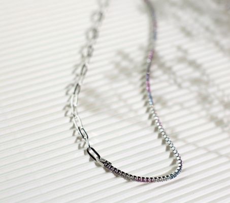 925er Sterlingsilber Rundschliff CZ Regenbogen Kragen Tennis Armband und Kettenhalskette
