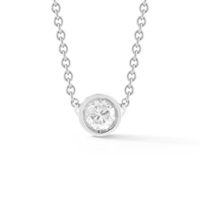 Einfache 925 Sterling Silber Solitaire Diamant CZ Halskette in 7mm/10mm/15mm Steingrößen