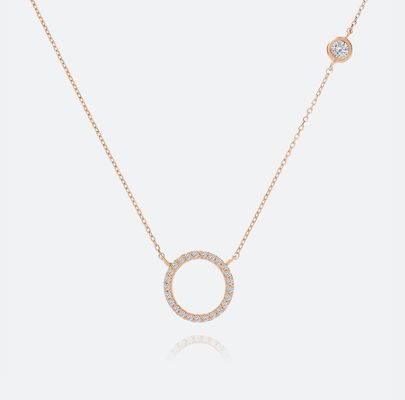 Goldplattiert S925 Silberkreis Anhänger CZ Halskette für Frauen 925 Sterling Silber
