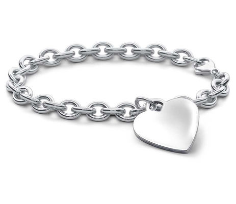 Männer 925 Sterling Silber Herz Charme Großer Armband für anspruchsvolle Aussehen 15x15mm
