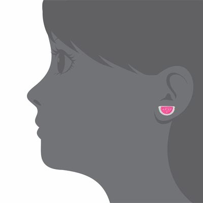 Silber rosa und grün schmelzend Wassermelone Kinder schrauben Ohrring für Geschenke Gelegenheit