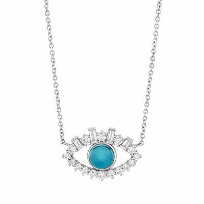 18K Gold überzogen Baguette Kubik Zirkon 925 Sterling Silber Frauen böse Augen Halskette