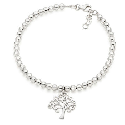 Herz und Baum Form Charme Perlen Armband 925 Sterling Silber für Damen Armbänder