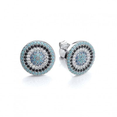 ZIRCON Circle 18K Goldplattiert Handgefertigt Micron Pave CZ Auge Turkiye Design Stud Ohrring 925 Sterling Silber