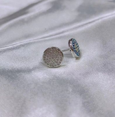 ZIRCON Circle 18K Goldplattiert Handgefertigt Micron Pave CZ Auge Turkiye Design Stud Ohrring 925 Sterling Silber