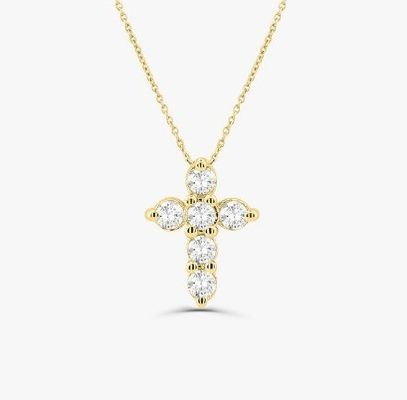Druzy Stein Diamantkreuz Halskette Runde Brillante Schnitt 925 Silberkreuz Anhänger