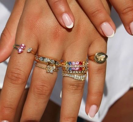 925 Sterling Silber Damenring mit handgefertigter 18K Goldkugel und Marquise Butterfly