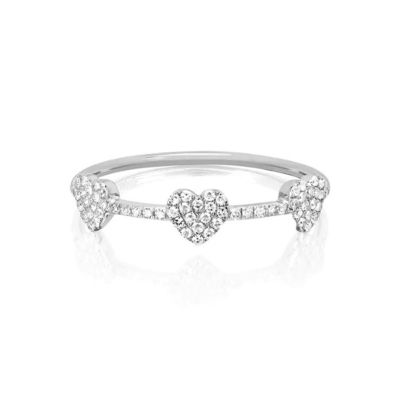 18K-Goldplattiert 925 Sterling Silber 3 Micro Pave Herzring für Frauen und Elegant