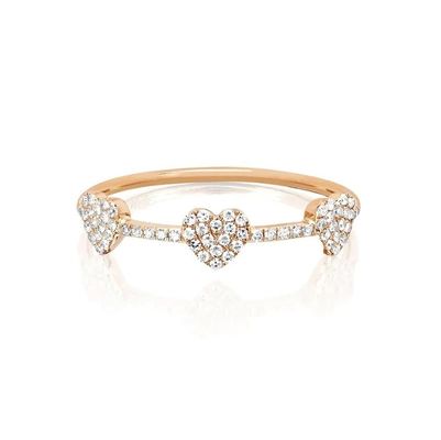 18K-Goldplattiert 925 Sterling Silber 3 Micro Pave Herzring für Frauen und Elegant