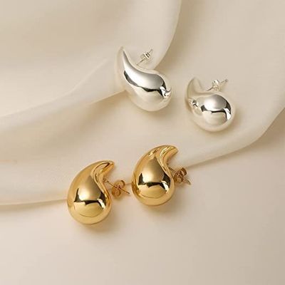 Customized Logo 18K Gold Plattiert Tränendropfen Hohl Stud Ohrring für Mädchen Schmuck Party