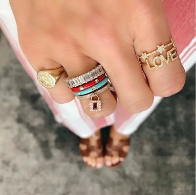 18K Goldplattiert Silber CZ Star Statement Ringe für Frauen Mikro Pave Setting Zertifiziert