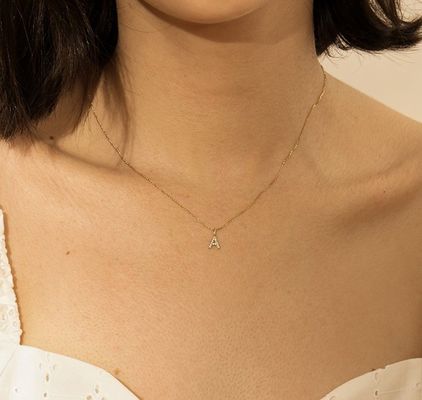 Nickelfreier 925 Sterling Silber Brief Ein Diamant Charm Halskette Beliebter Anfang Charm