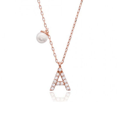 Nickelfreier 925 Sterling Silber Brief Ein Diamant Charm Halskette Beliebter Anfang Charm