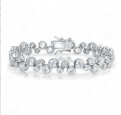 925 Sterling Silber Tennis Armband mit weißen CZ Stein und Bezel Einstellung Option