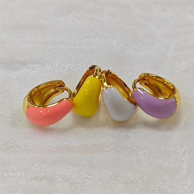 Feine Schmuckstücke Fettkuppel-Emaille Huggie 925 Silber Ohrringe