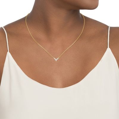 18K Gold überzogen V-förmiger Schmuck für Frauen 925 Sterling Silber Halskette