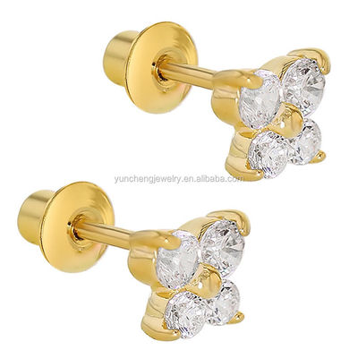 Schmetterlingblau und klar CZ Kinder-Stud-Ohrringe 925 Sterling Silber