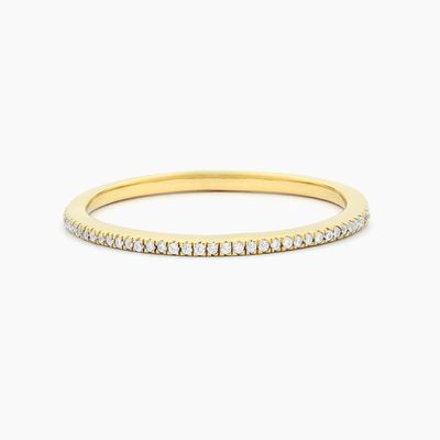 Hot Item 18K Gold beschichtet Halbe Ewigkeit Stapelbar 925 Sterling Silber Frauen Band Ring