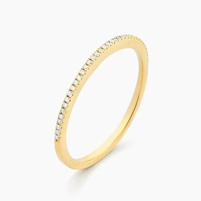 Hot Item 18K Gold beschichtet Halbe Ewigkeit Stapelbar 925 Sterling Silber Frauen Band Ring