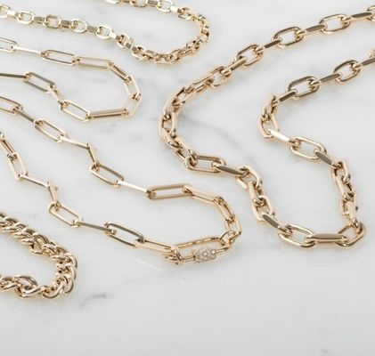18K-Goldplattierte große Papierklammer 925 Sterling Silber Ovalkettenkette mit OEM