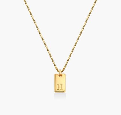 Baguette 18K Gold gefüllter Anhänger persönlicher handgefertigter Messing Anhänger Halskette