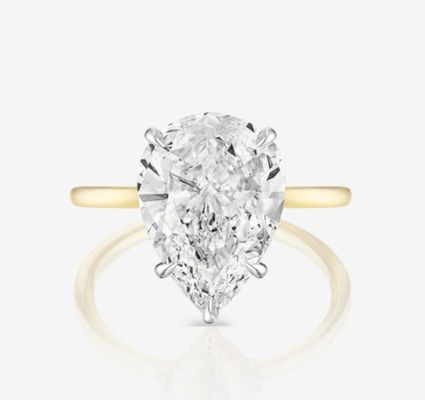 Basis Weiß Kubik Zirkon Birnen Schnitt Solitaire 925 Sterling Silber Hochzeitsringe