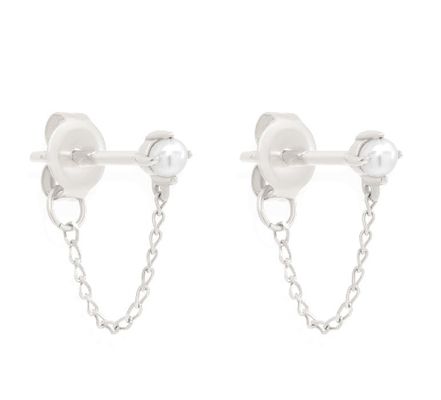 925 Sterling Silber Kette Tropfen Perlen Ohrringe Weiße Süßwasser Perlen Ohrringe