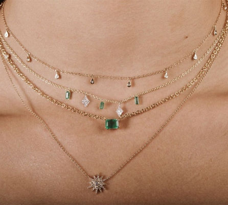 Handgefertigte Weiße Kubik Zirkon Tränenhalsbänder für Frauen Schmuck