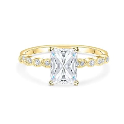Vintage handgefertigt 18K Gold Baguette Schnittstein Verlobungsring Vintage Stil für Frauen
