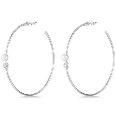 925 Sterling Silber Hoop Ohrringe 4 mm-4,5 mm Süßwasserperlen Ohrringe