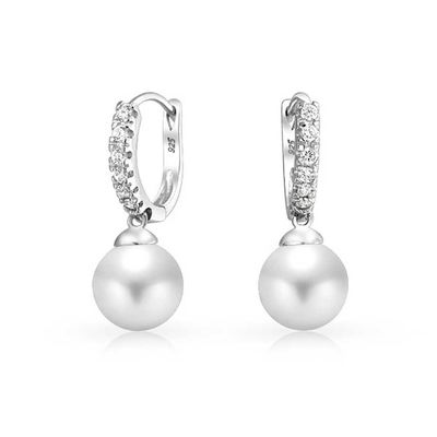 10MM Perlenkuben Zirkonia Dangle Ohrringe OEM CZ Dangle Drop Ohrringe