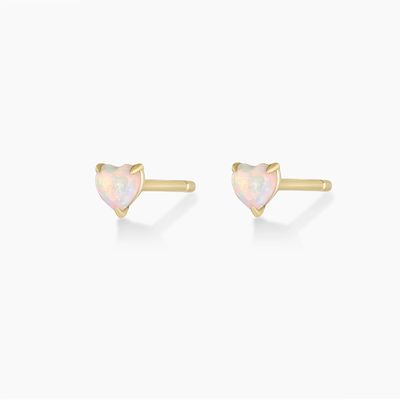 Opal-Herz-Stud-Ohrringe 925 Sterling Silber