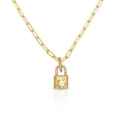 18K Gold Locket Anhänger Pave Weiß CZ Link Kette Halskette Für Verlobung