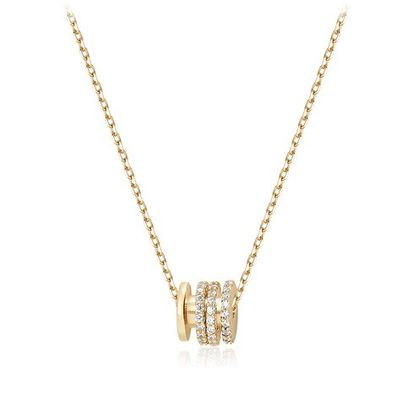 Mikron Pave Kubik Zirkonia Anhänger 18K Gold Kreis Halsketten für Frauen