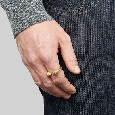 Einstellbarer Manns Lion Head Ring 18K Gold Größe 5 - Größe 10 Messing Lion Ring