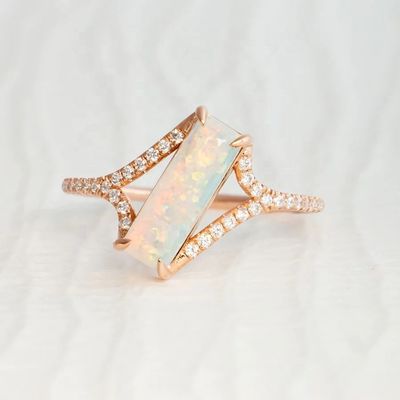Baguette-Schnitt Opal-Schnee-Spur-Ring Größe 4 Größe 10 925 Sterling Silber Ring