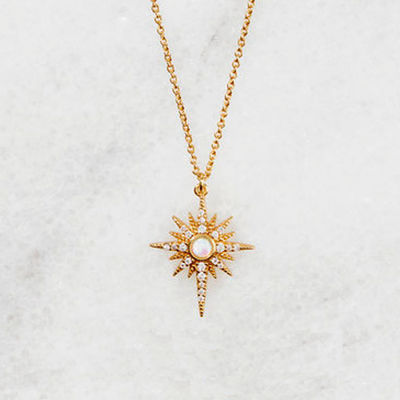 Opalgoldplattierte Starburst Halskette 925 Starburst Halskette Silber