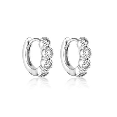 925 Sterling Silber Bezel Setting Cubic Zirkonia Huggies Frauen Ohrringe