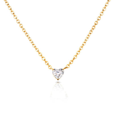 Herz-Kubik-Zirkone 18K-Goldplattierte Frauenhalskette