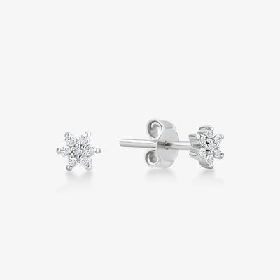 925 Sterling Silber Handgefertigt 18K Gold Plattiert Einfach Weiß CZ Blumen Magnetohrring