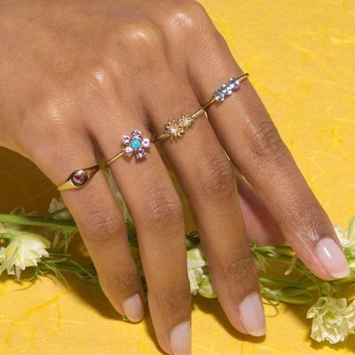 Fashion Gold Plattiert 925 Sterling Silber Daisy CZ Ring Frauen Eleganz Accessoire