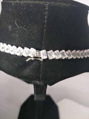 Rhodium beschichtet Bling Bling Anhänger 16in Weiß Tennis Halskette