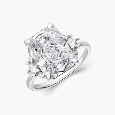 18K Gold Plattiert Hauptstein CZ Vintage Hochzeit 925 Sterling Silber Ring für Mädchen