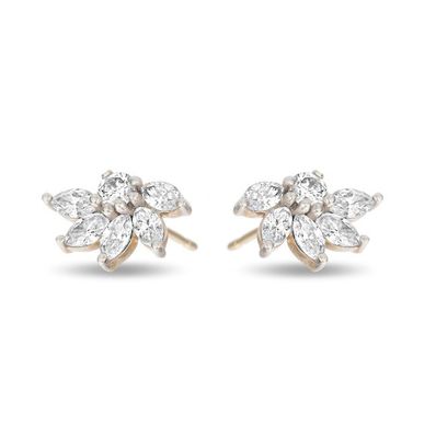 925 Silberblumen-Stud-Ohrringe OEM CZ Goldplattierte Stud-Ohrringe
